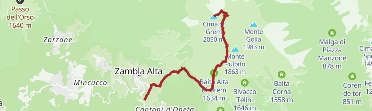 Route map: Escursione sulla Cima Grem dal Colle di Zambla